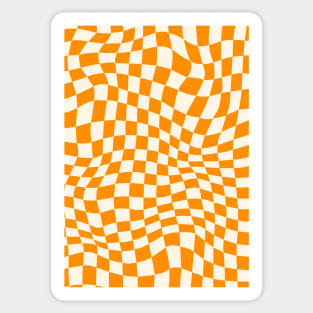 Retro Orange Checkerboard Sticker